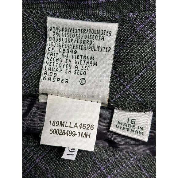 Le Suit Gray Purple Plaid Dress Pants Womens 16 Straight Leg High Rise Casual - Picture 5 of 8